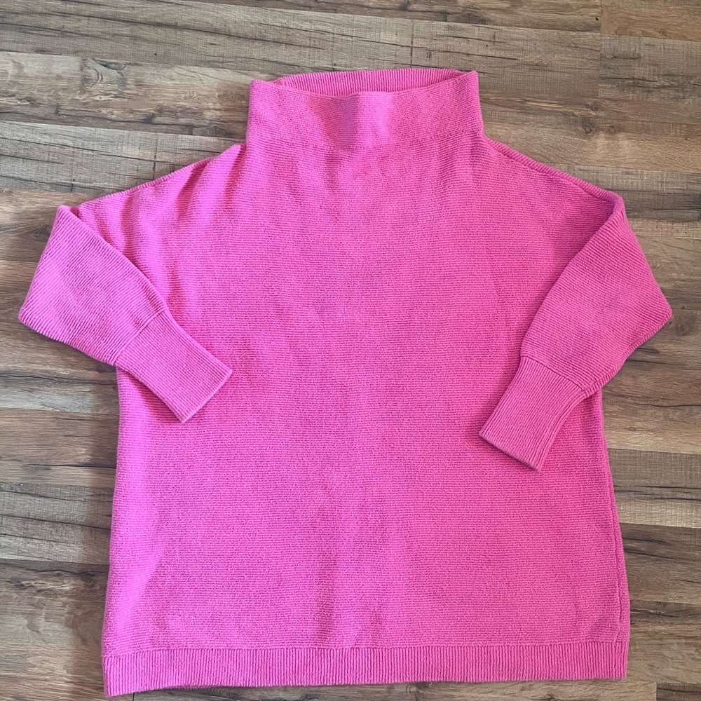 Free People Oversized Bright Pink Women's Mock Neck Sweater